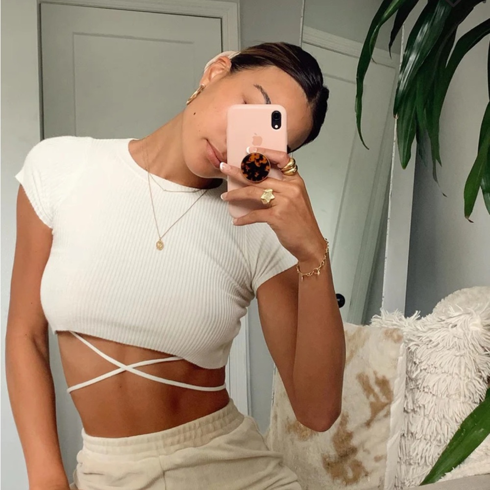 Princess Polly White Tie Crop Top